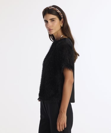  YARGICI Kayık Yaka Kısa Kollu Bluz