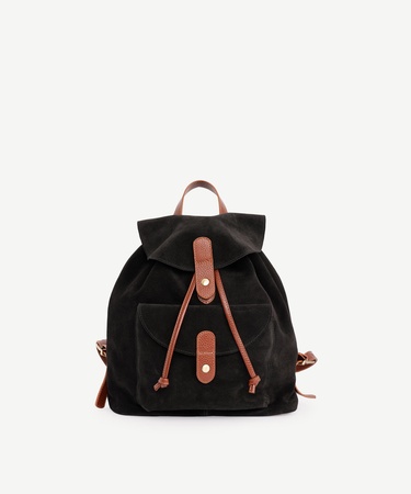  YARGICI Kapak Detaylı Süet Deri Sırt Çantası