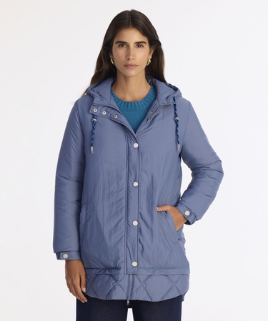  YARGICI Geniş Kapüşonlu Yaka Uzun Kol Pardösü