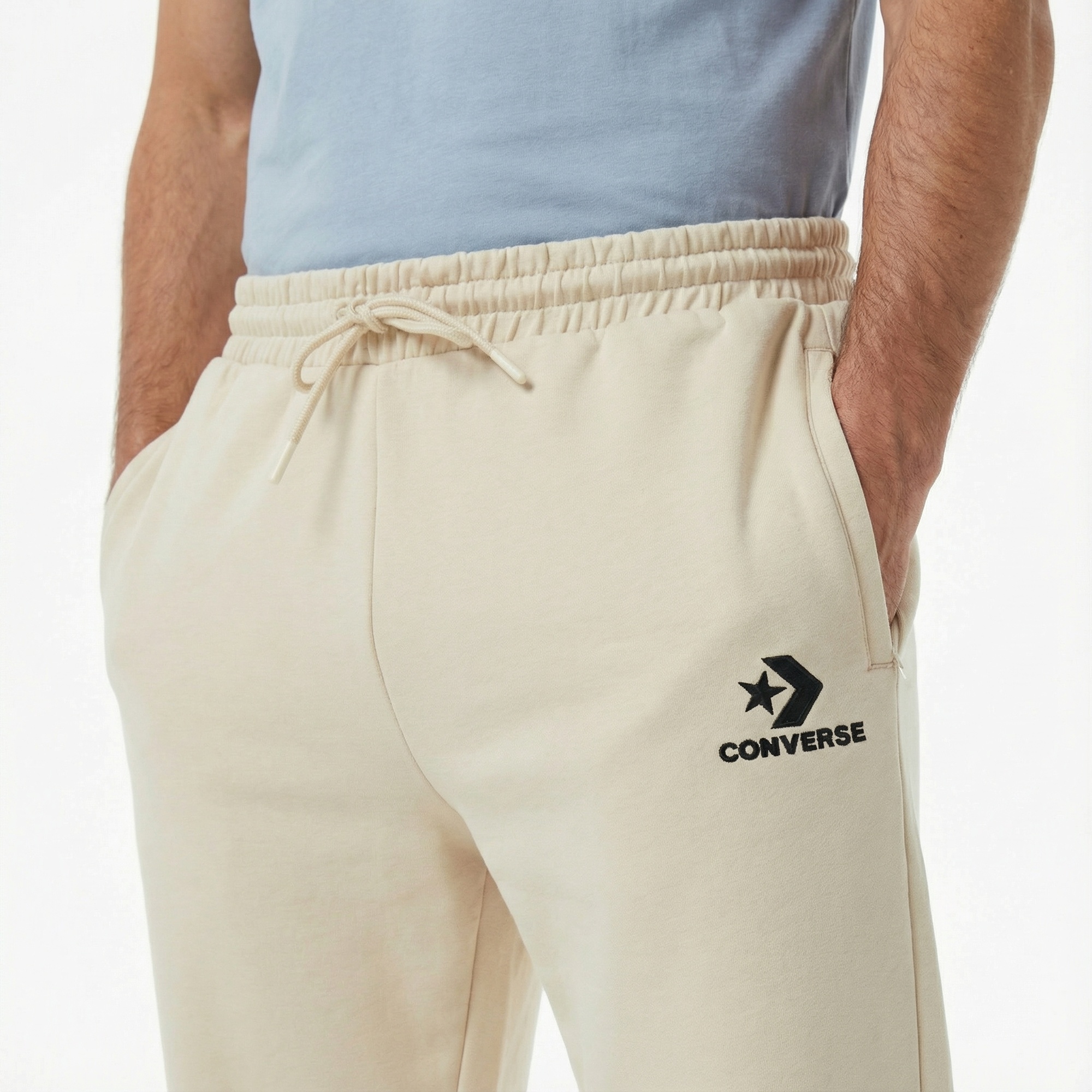 Converse Star Chevron Baskılı Erkek Oversize Fit Bej Eşofman Altı