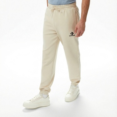  Converse Star Chevron Baskılı Erkek Oversize Fit Bej Eşofman Altı