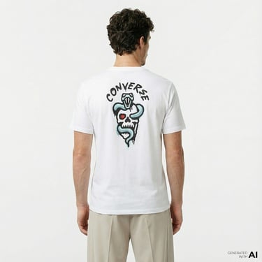  Converse Erkek Baskılı Beyaz T-Shirt