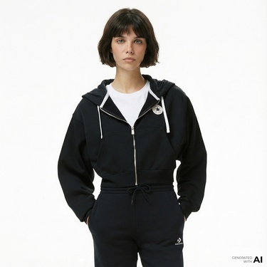  Converse Kadın Siyah Hoodie