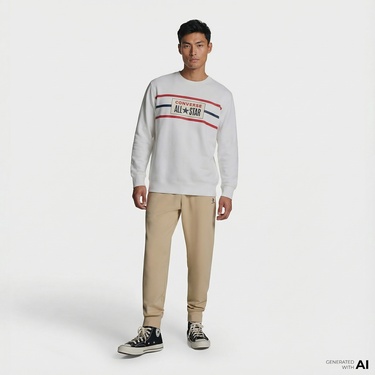  Converse Erkek Beyaz Sweatshirt