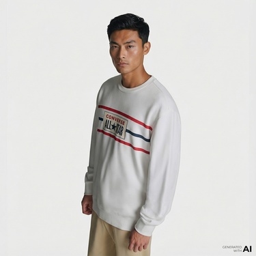  Converse Erkek Beyaz Sweatshirt