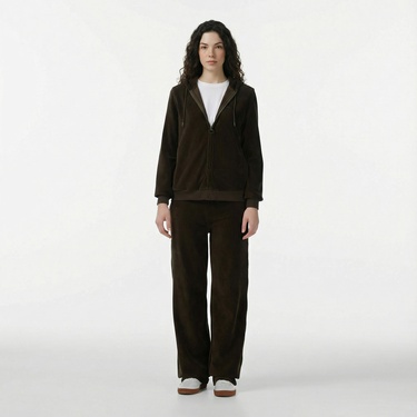  Lacoste Kadın Regular Fit Kapüşonlu Haki Sweatshirt