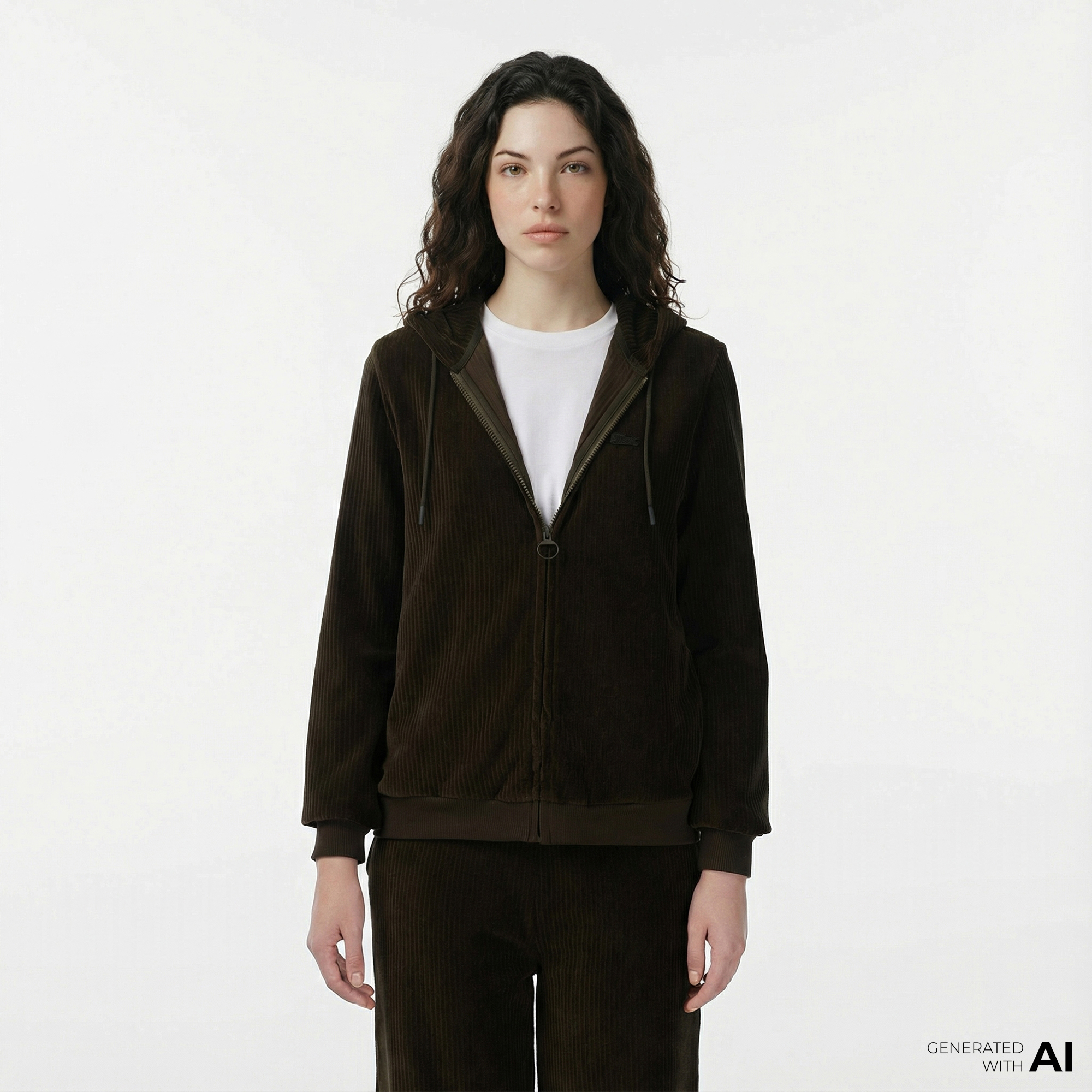  Lacoste Kadın Regular Fit Kapüşonlu Haki Sweatshirt