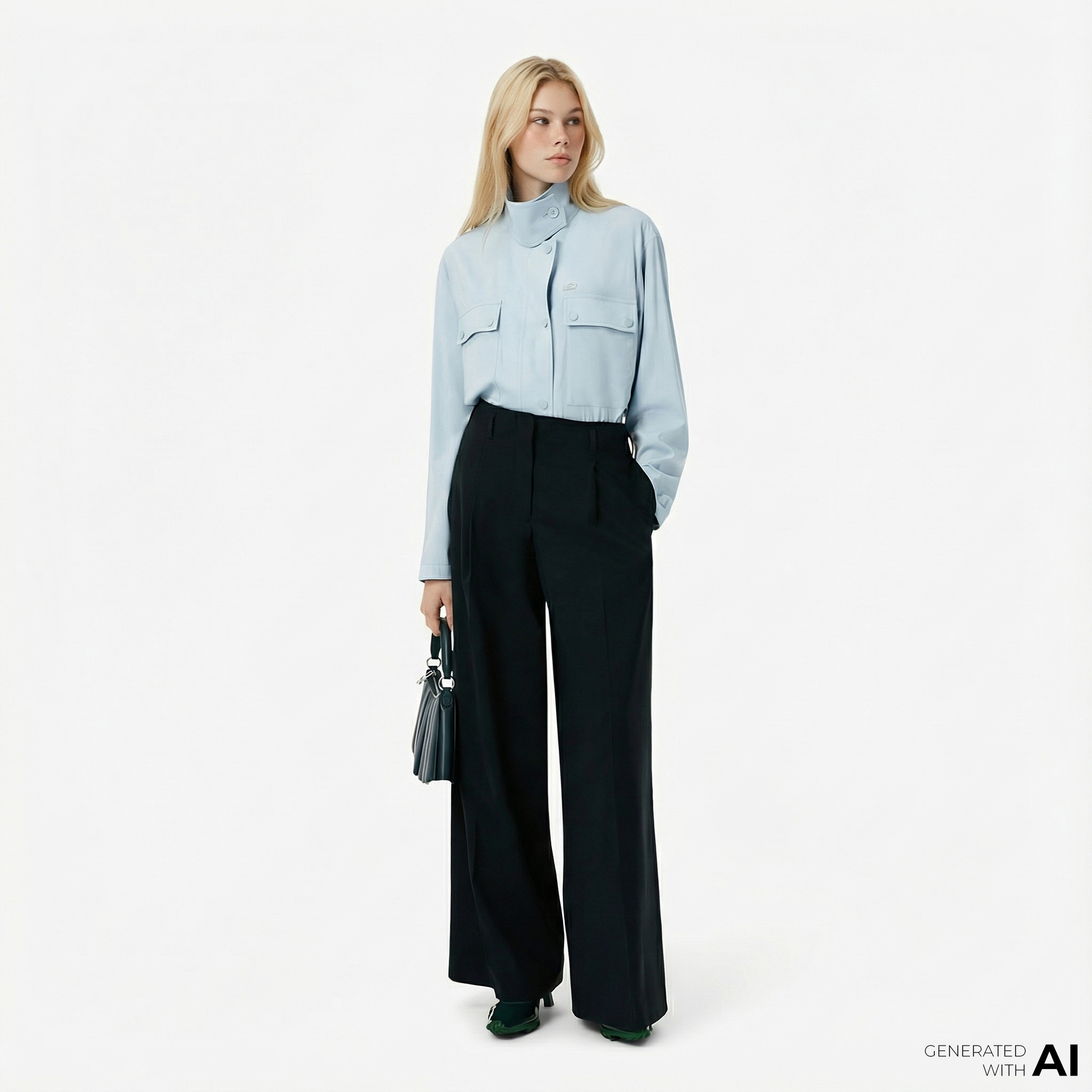 Lacoste Runway Kadın Wide Leg Koyu Yeşil Pantolon