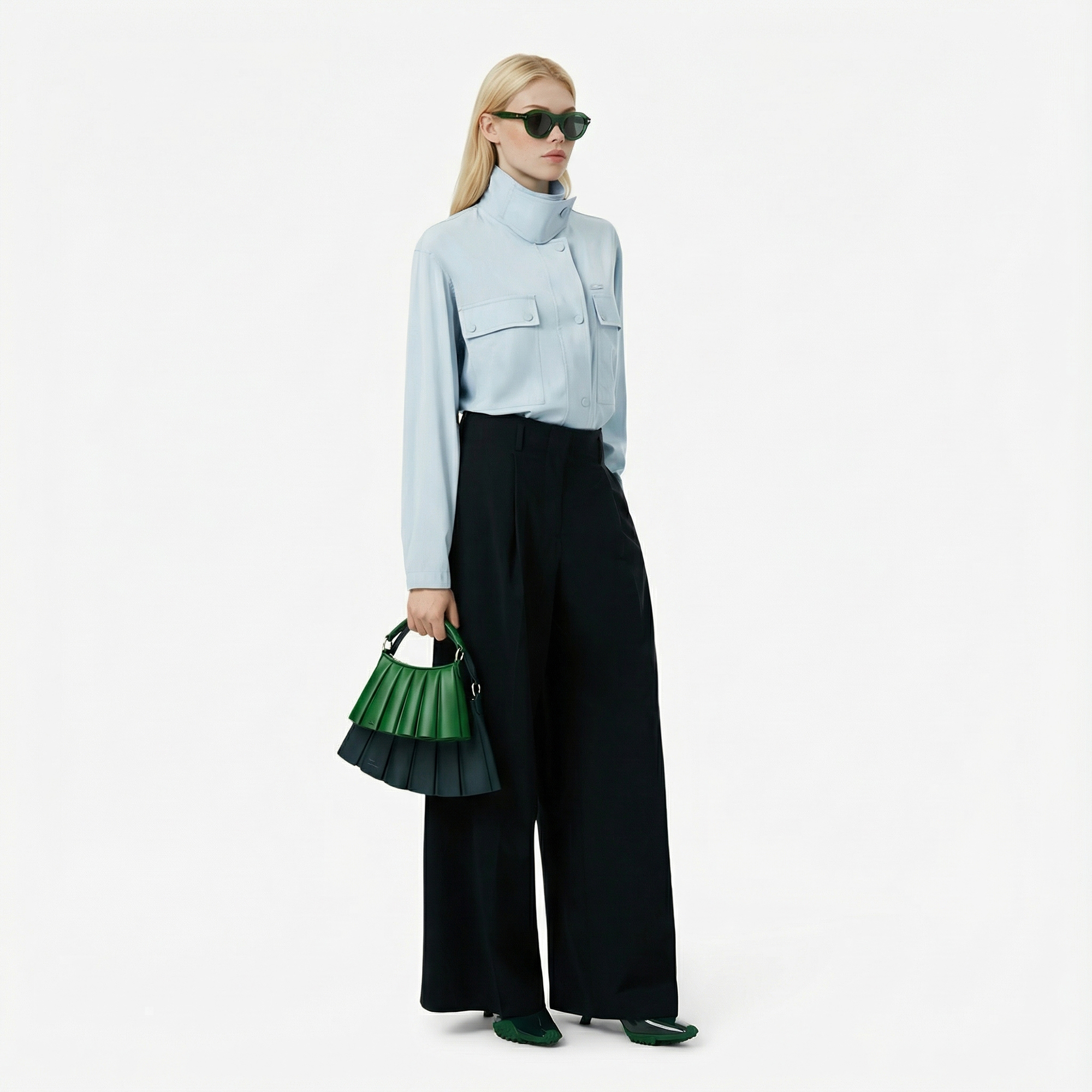 Lacoste Runway Kadın Wide Leg Koyu Yeşil Pantolon