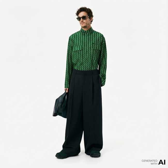  Lacoste Runway Erkek Relaxed Fit Yün Koyu Yeşil Pantolon