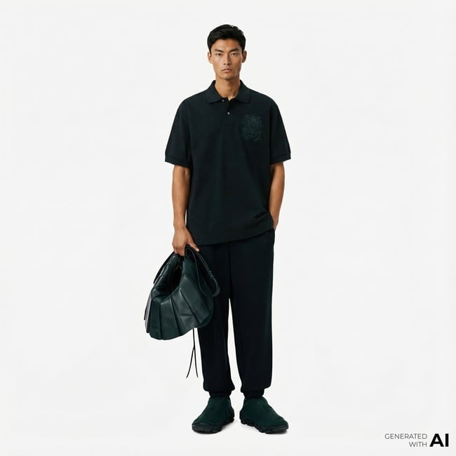  Lacoste Runway Unisex Loose Fit Koyu Yeşil Polo