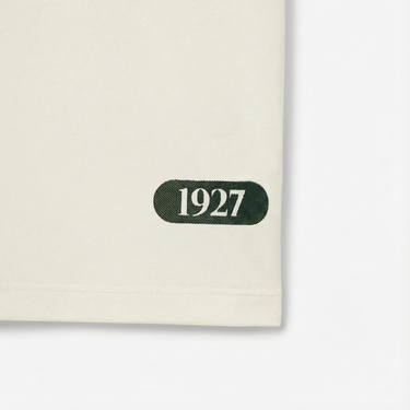  Lacoste Runway Kadın Bisiklet Yaka Baskılı İpek Beyaz T-Shirt