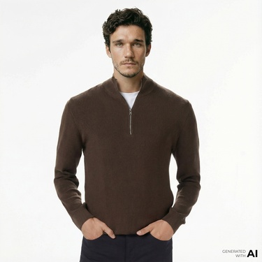  Nautica Erkek Kahverengi Classic Fit Kazak