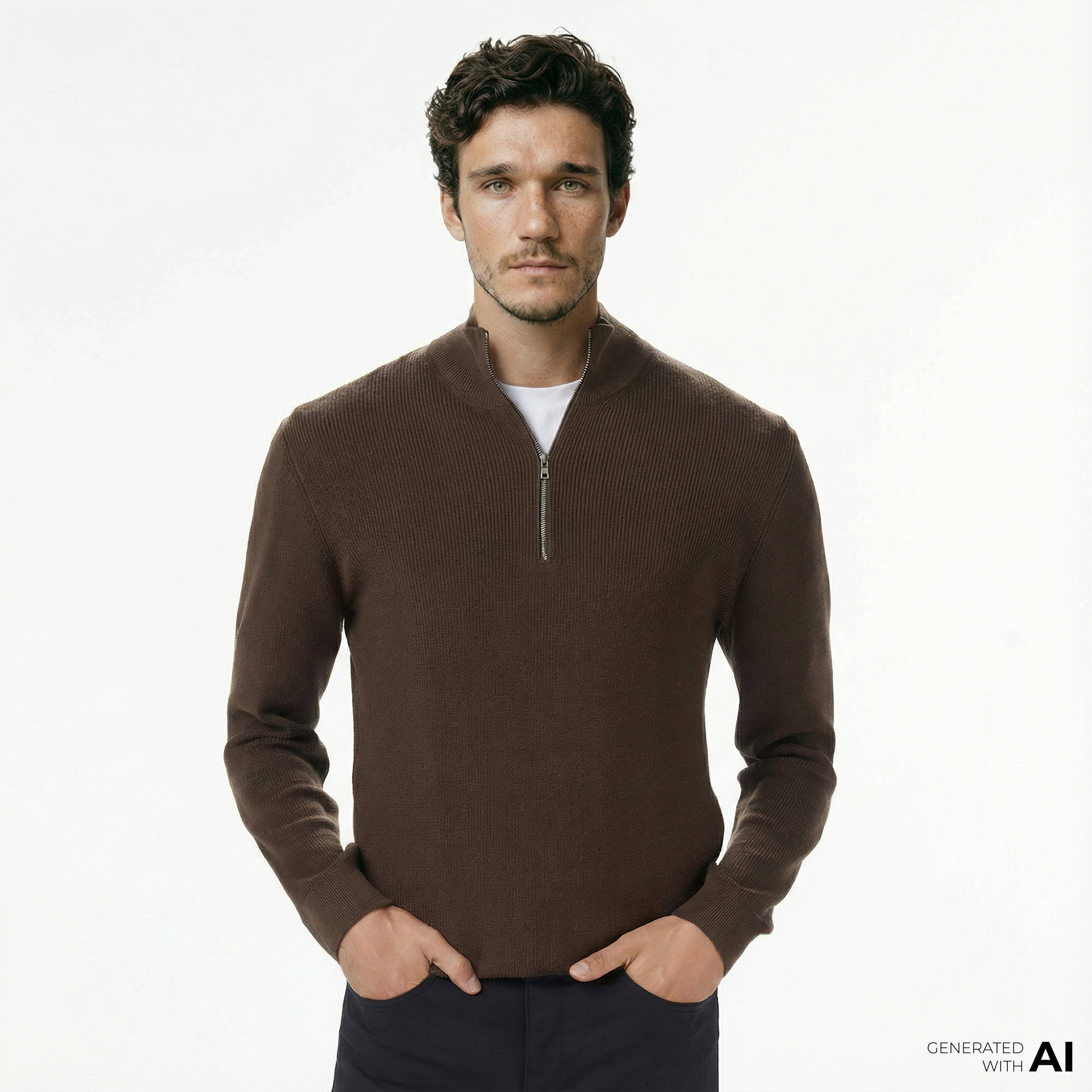  Nautica Erkek Kahverengi Classic Fit Kazak