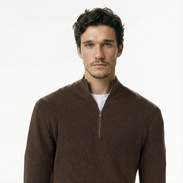  Nautica Erkek Kahverengi Classic Fit Kazak