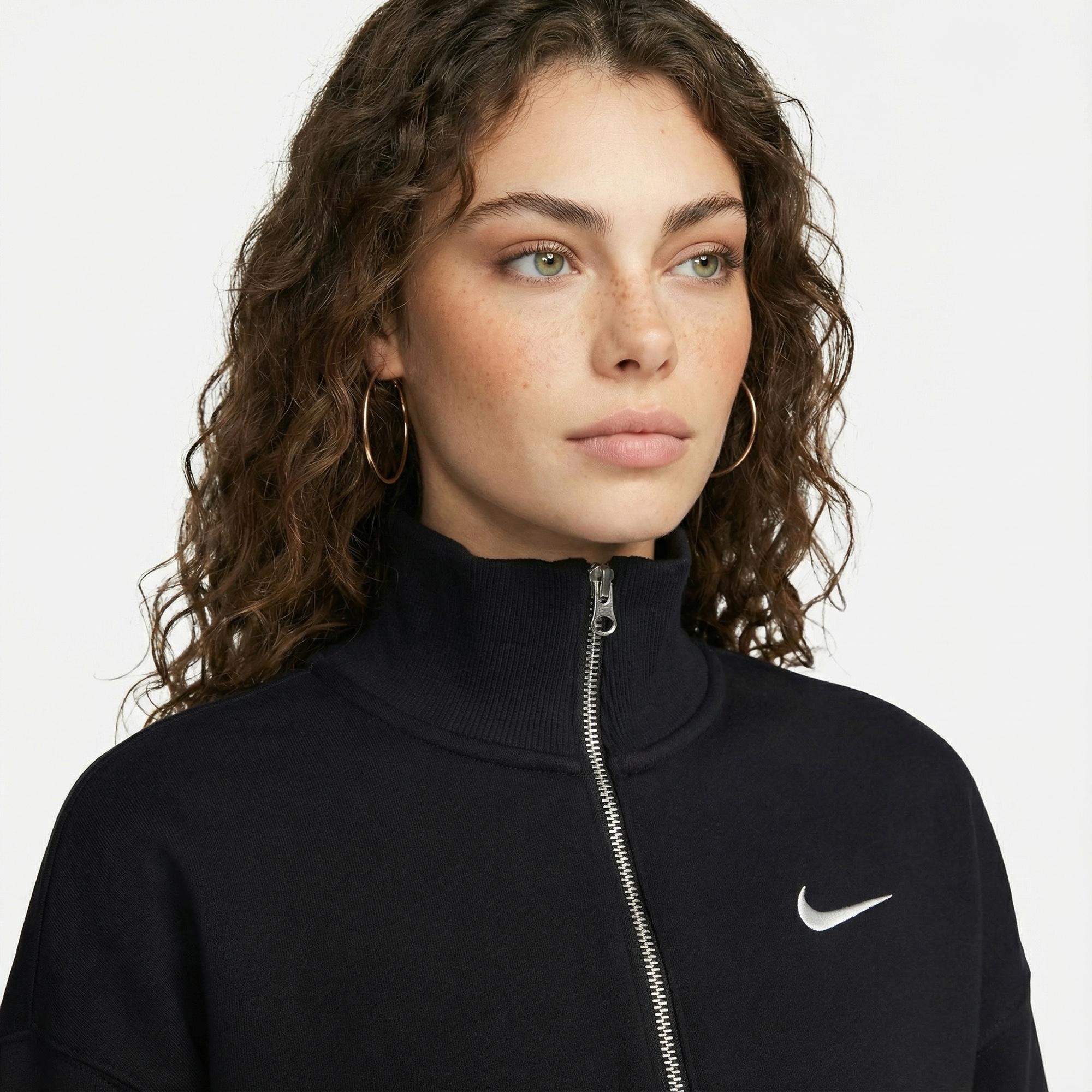 Nike Sportswear Phoenix Fleece  Crop Kadın Siyah Sweatshirt