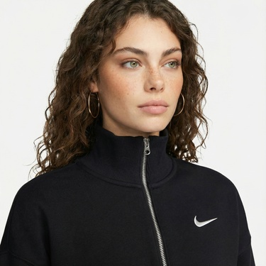  Nike Sportswear Phoenix Fleece  Crop Kadın Siyah Sweatshirt