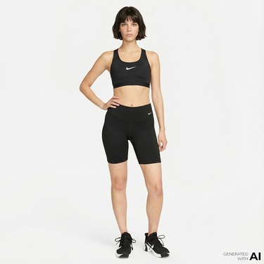  Nike Dri-Fit Swoosh High Support Kadın Siyah Bra
