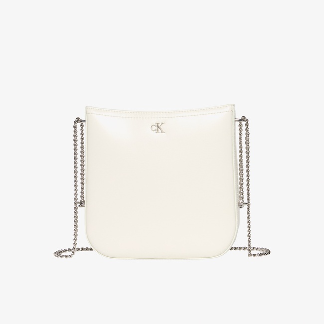  Calvin Klein Saddle With Chain Kadın Beyaz Çapraz Çanta