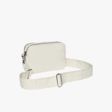  Calvin Klein Webbing Double Strap Camera Kadın Beyaz Çapraz Çanta