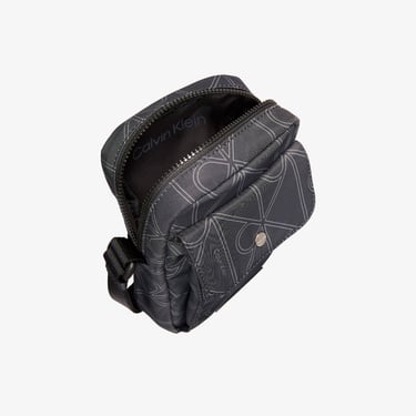  Calvin Klein Printed Emblem Nylon Slim Erkek Gri Çapraz Çanta