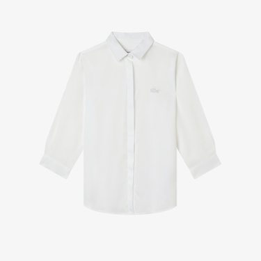  Lacoste Kadın Regular Fit Yarım Kol Beyaz Gömlek