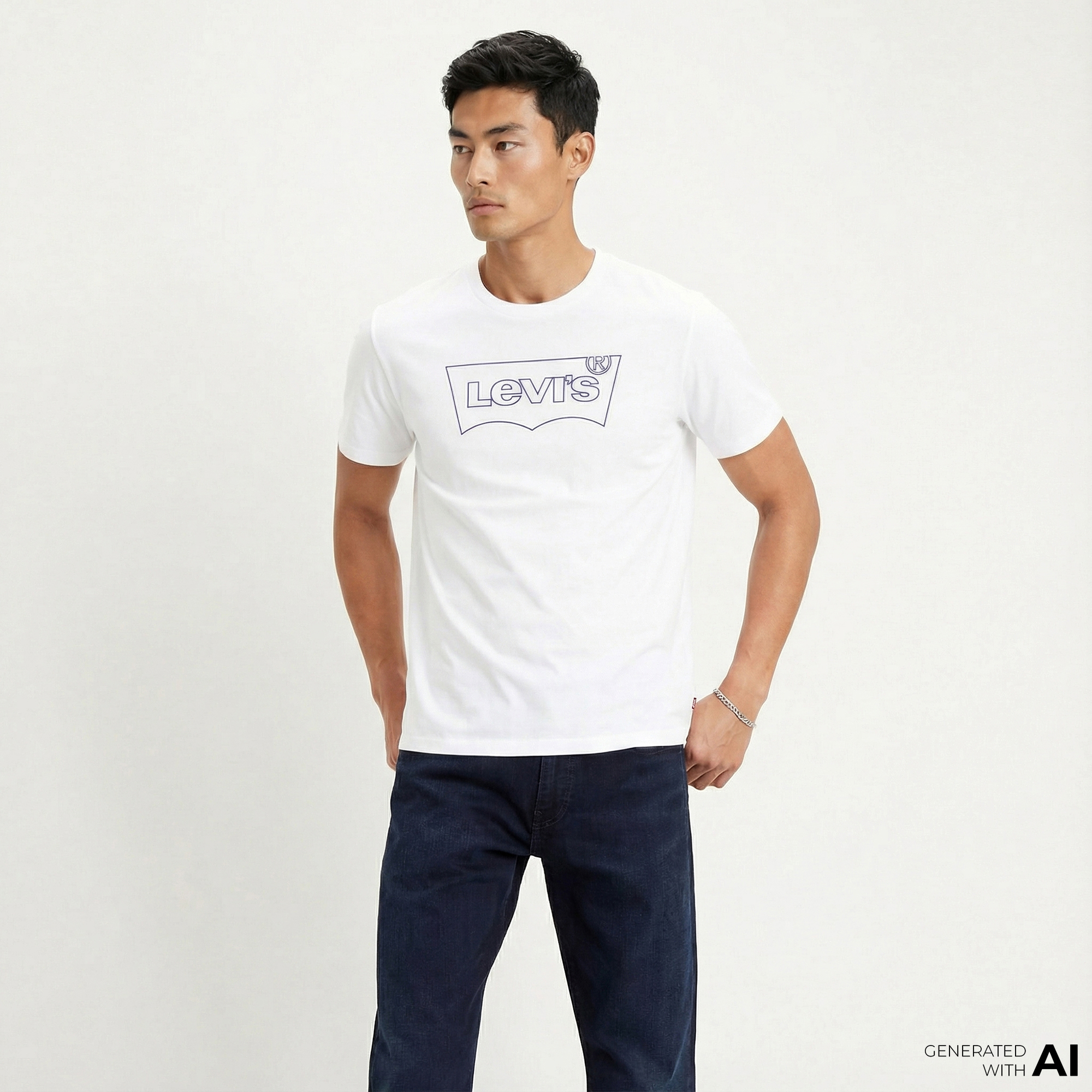  Levi's Housemark Graphic Erkek Beyaz T-Shirt