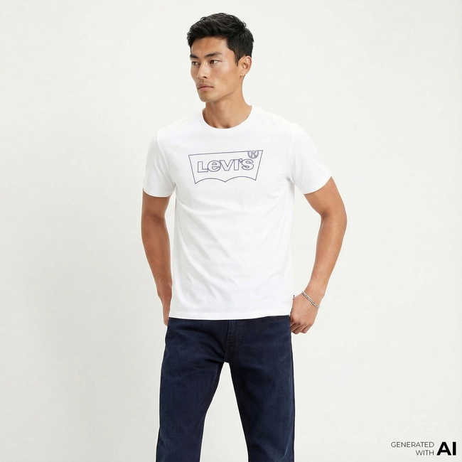  Levi's Housemark Graphic Erkek Beyaz T-Shirt