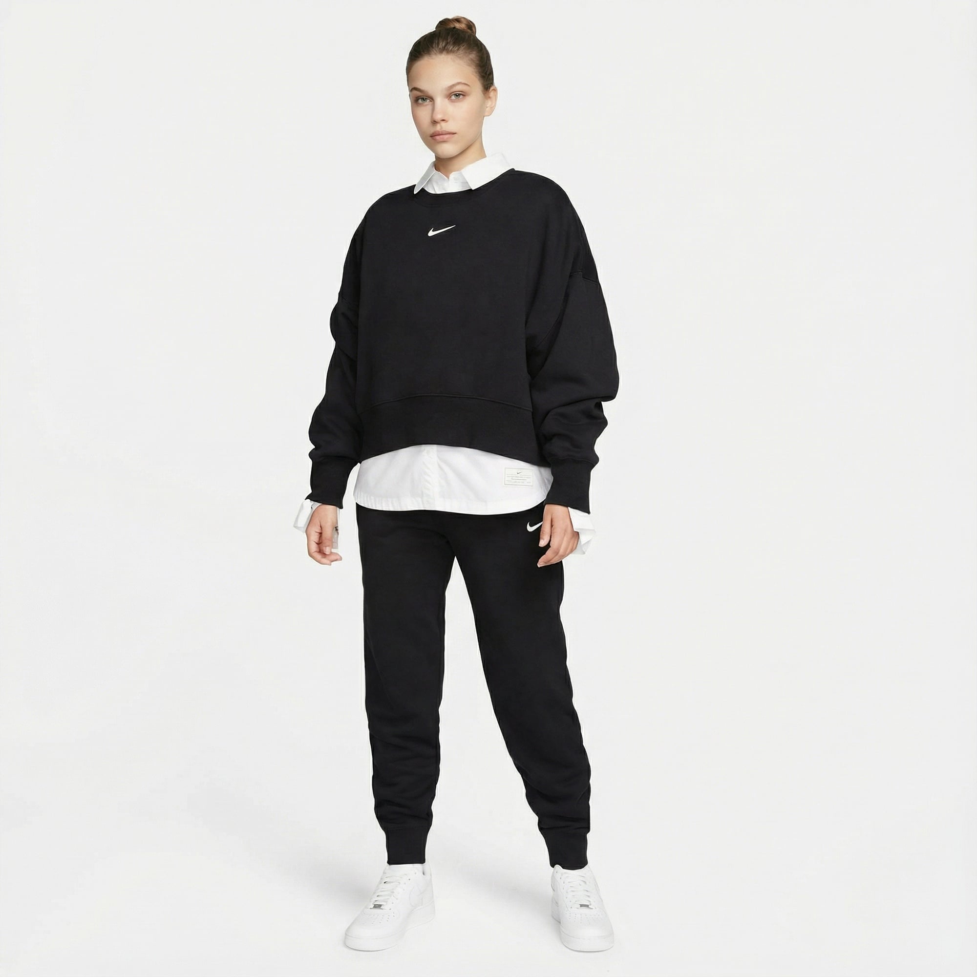 Nike Sportswear Phoenix Fleece Oversize Crew Kadın Siyah Sweatshirt