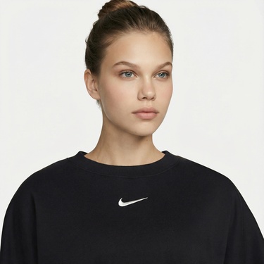  Nike Sportswear Phoenix Fleece Oversize Crew Kadın Siyah Sweatshirt
