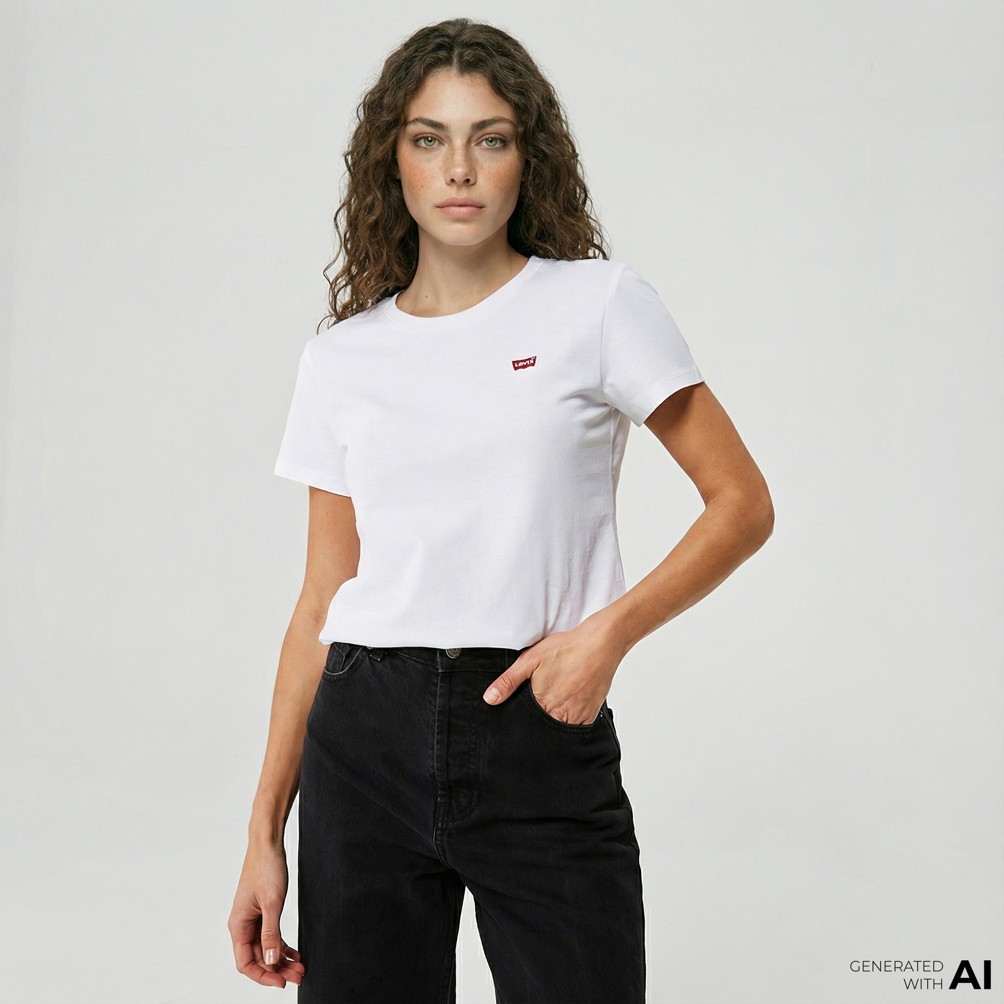 Levi's Perfect Ginger Burnt Stripe Kadın Beyaz T-Shirt