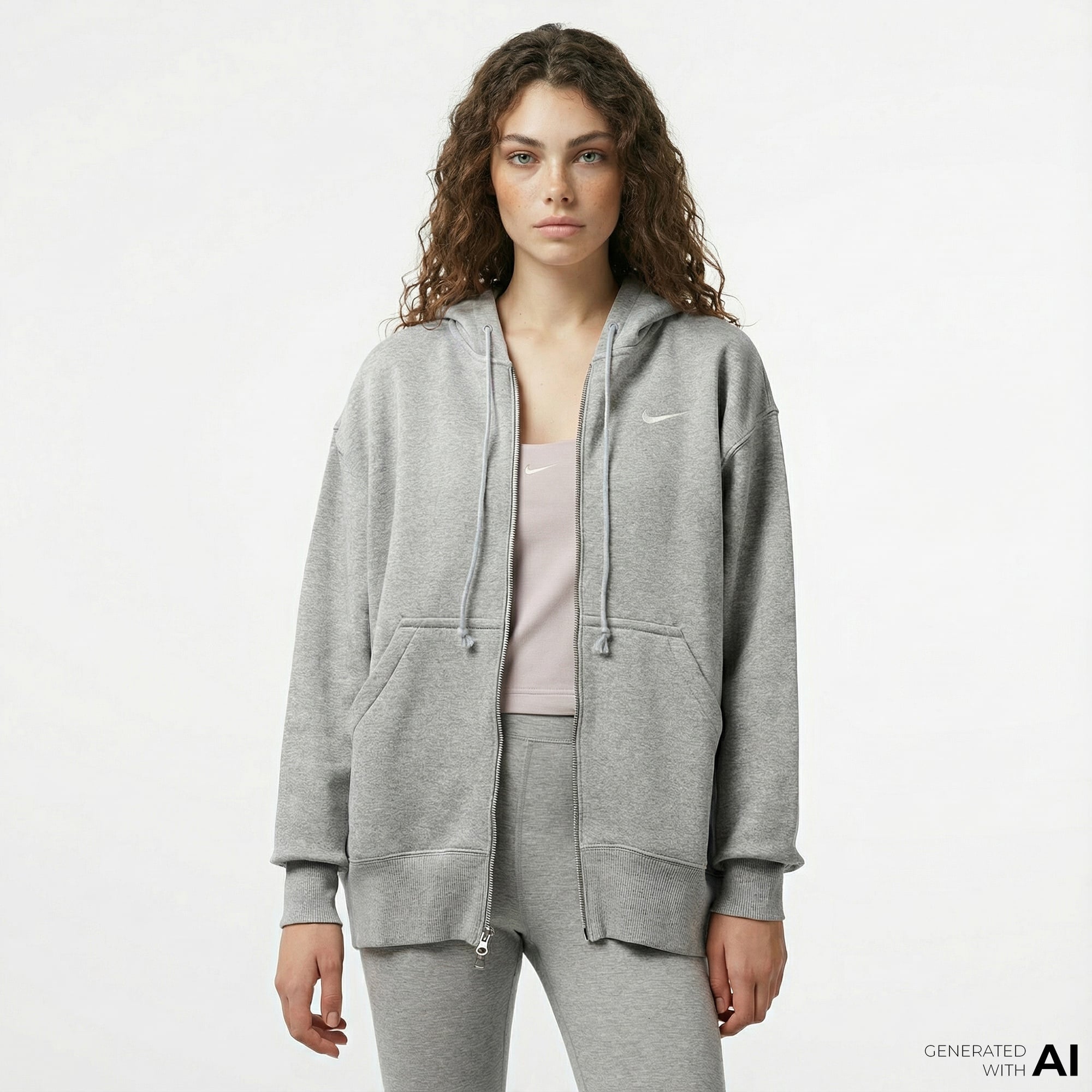 Nike Sportswear Phoenix Fleece Oversize Kadın Gri Hoodie