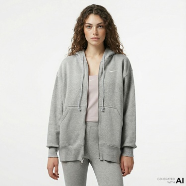  Nike Sportswear Phoenix Fleece Oversize Kadın Gri Hoodie