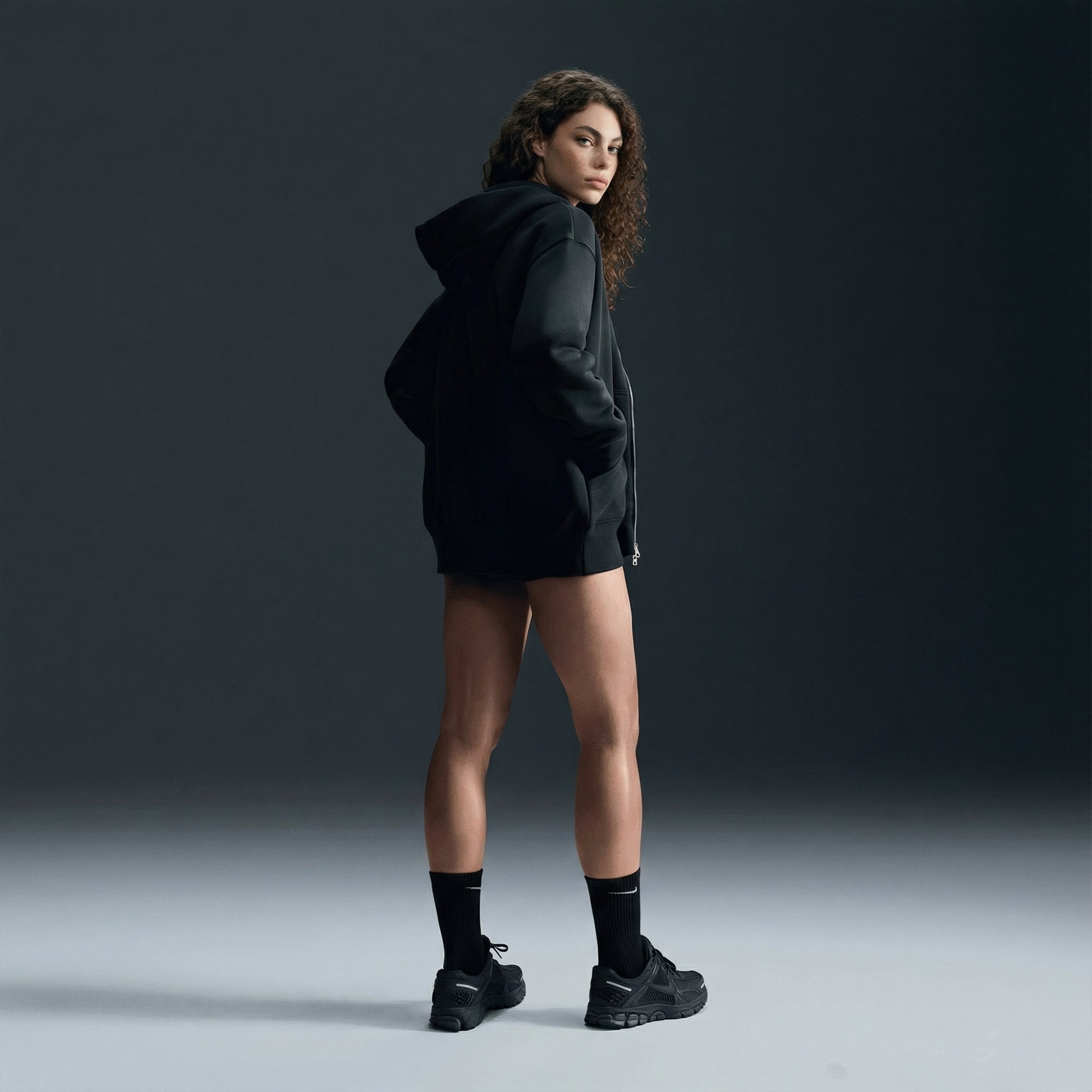 Nike Sportswear Phoenix Fleece Oversize Kadın Siyah Hoodie