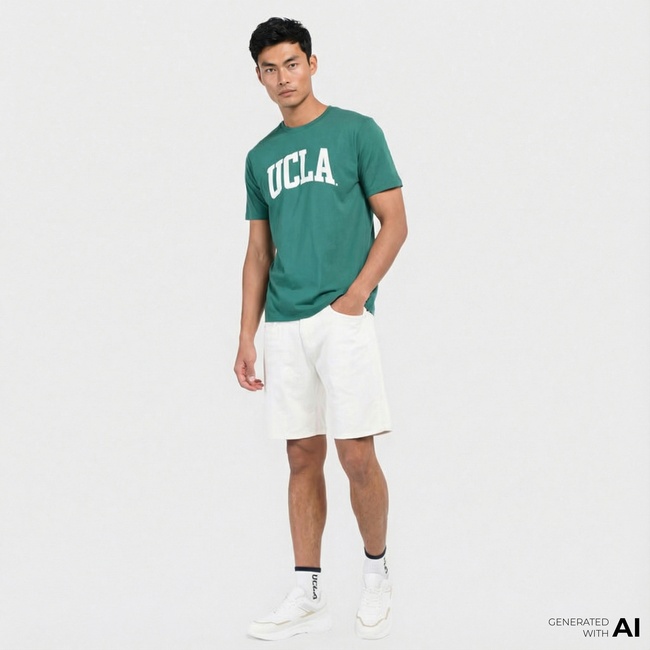  Ucla Culver Erkek Yeşil Bisiklet Yaka T-Shirt
