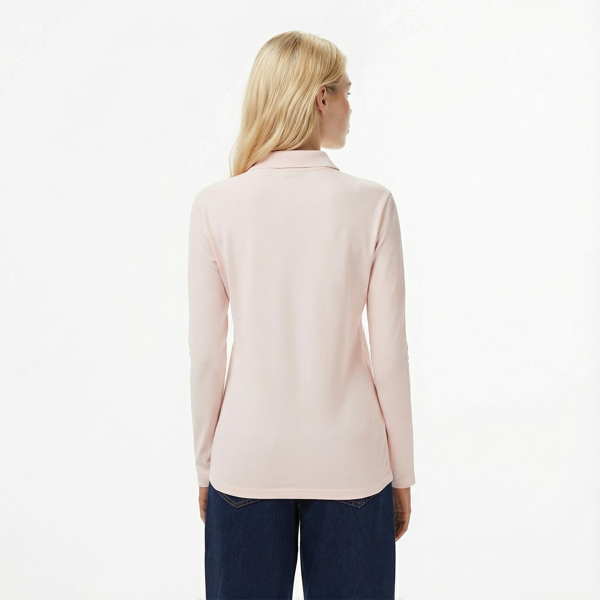 Lacoste Kadın Slim Fit Uzun Kollu Pembe Polo