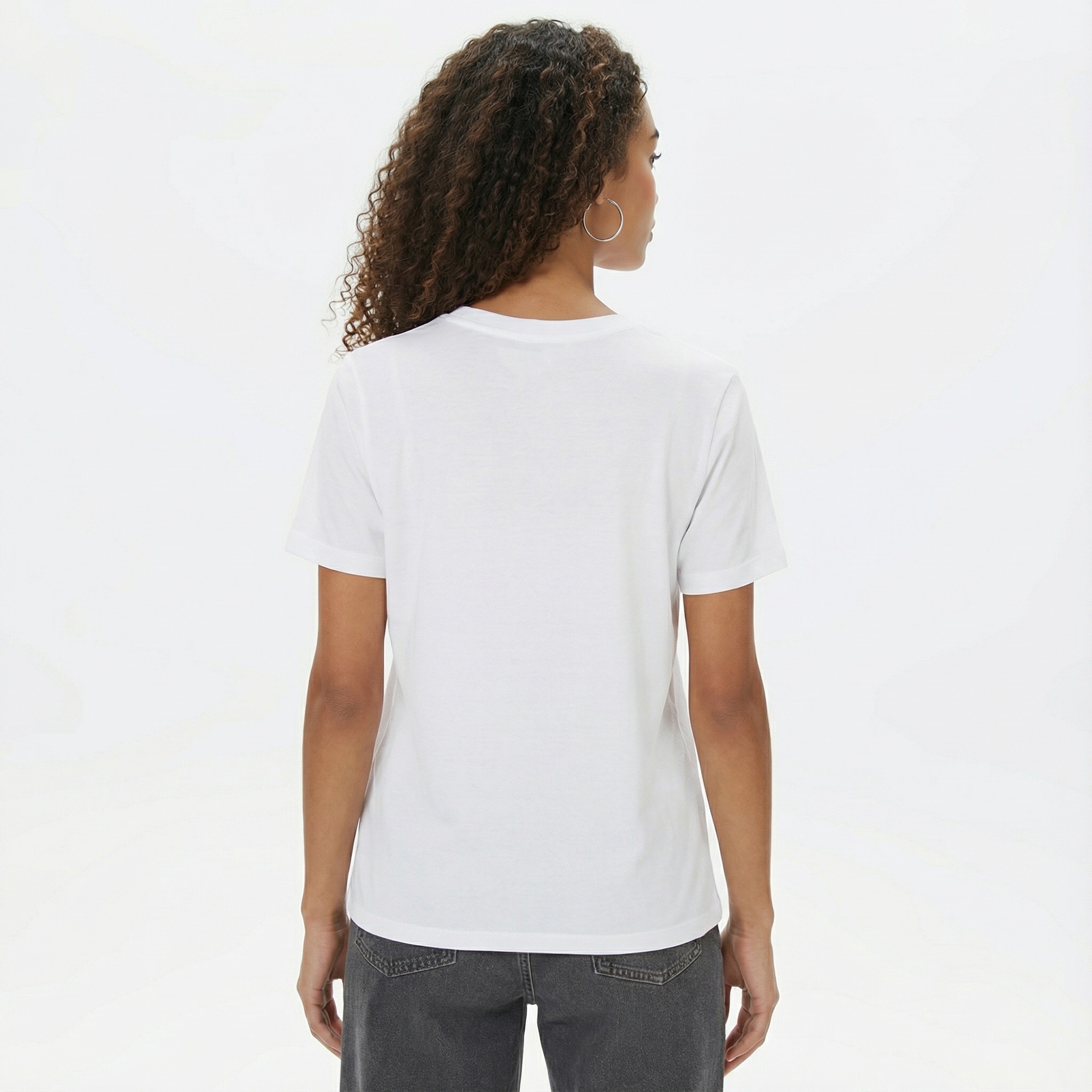 Tommy Hilfiger Corp Logo Kadın Beyaz Crop T-Shirt