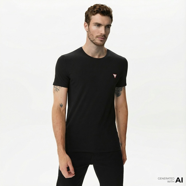  Guess Organic Stretch Jersey Erkek Siyah T-Shirt