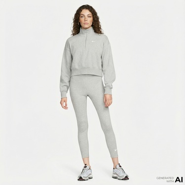  Nike Sportswear Classic High Rise 7/8 Kadın Gri Tayt
