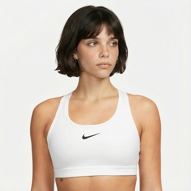  Nike Swoosh Med Sport Kadın Beyaz Bra