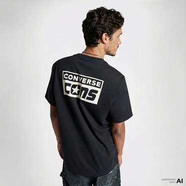  Converse Grafik Baskılı Erkek Siyah T-Shirt
