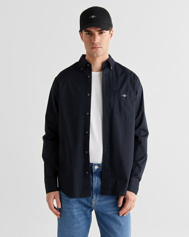  GANT Erkek Siyah Regular Fit Gömlek