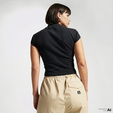  Converse Wordmark Kadın Siyah Top T-Shirt