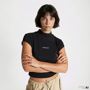  Converse Wordmark Kadın Siyah Top T-Shirt