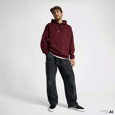  Converse Cons Erkek Bordo Hoodie