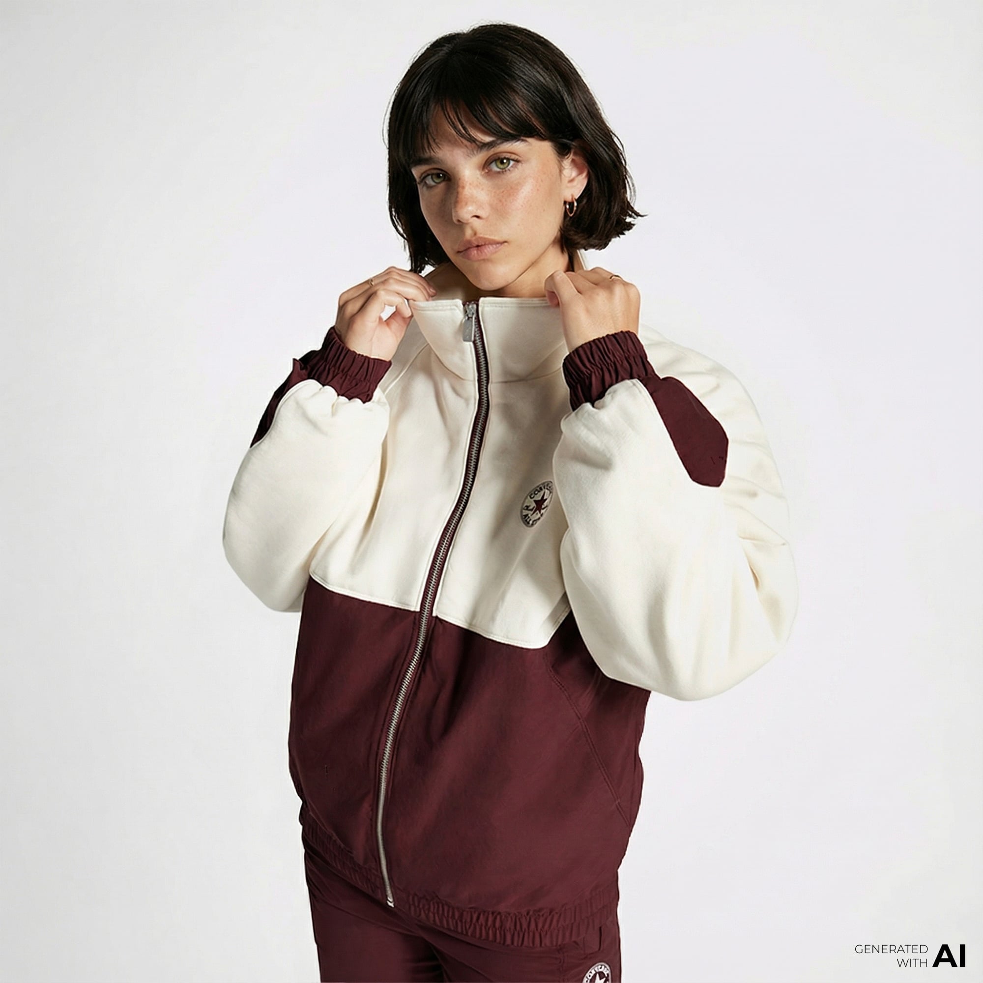  Converse Star Sprinter Kadın Renk Bloklu Beyaz Ceket