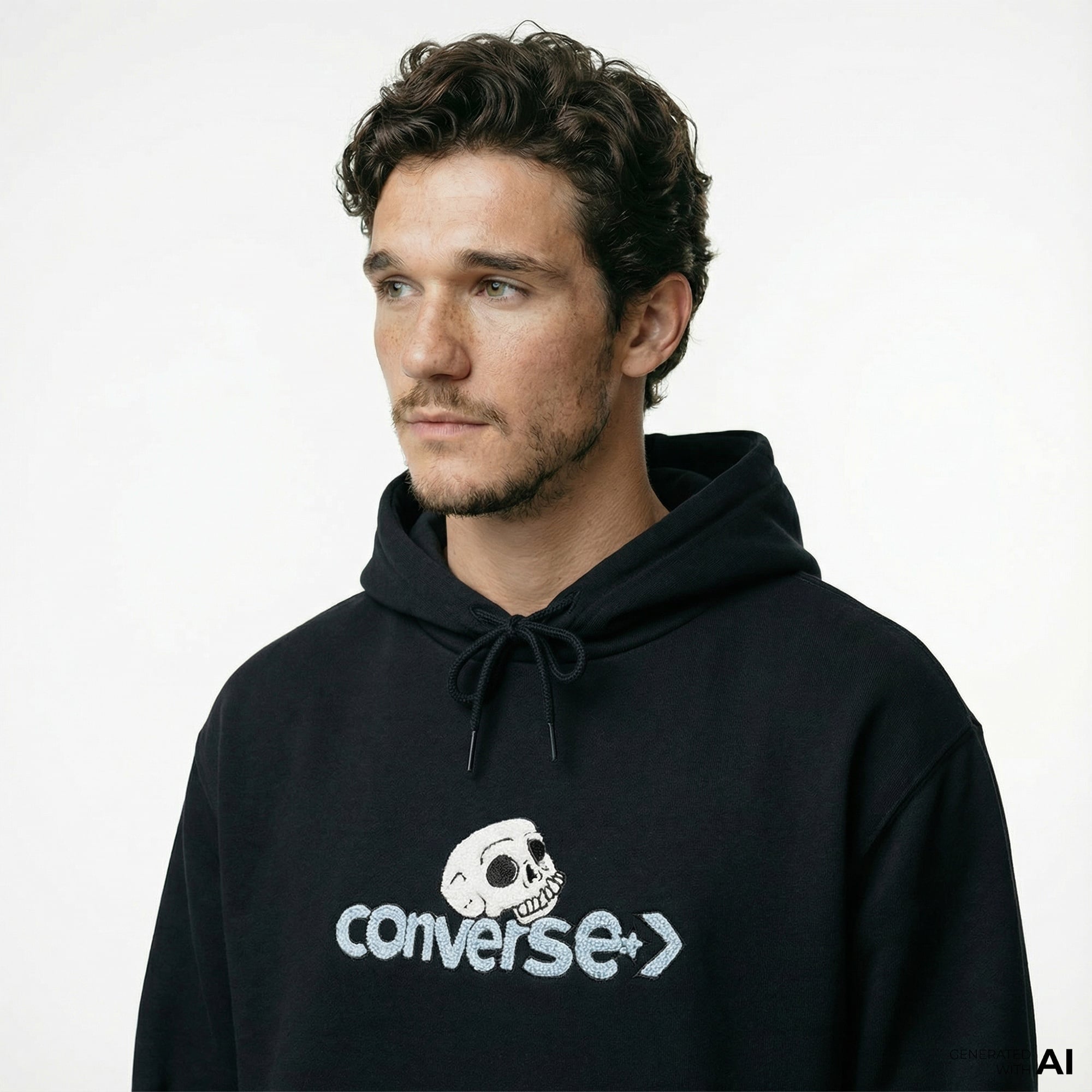 Converse Skull Erkek Siyah Hoodie