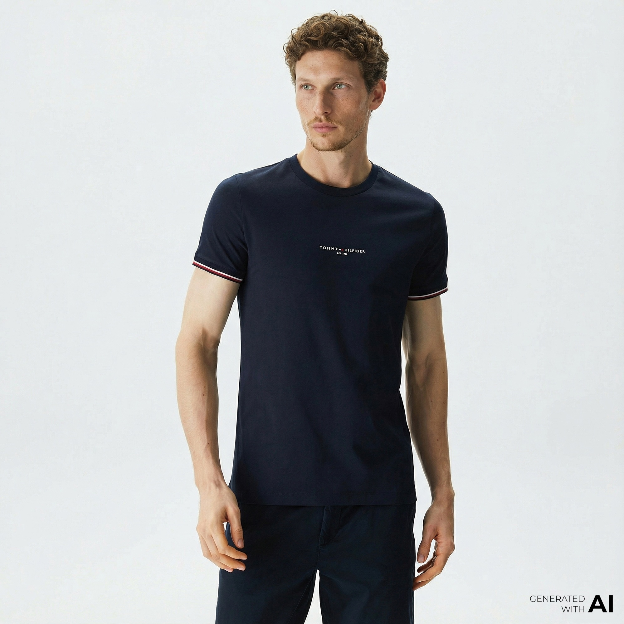 Tommy Hilfiger Logo Tipped Erkek Lacivert T-Shirt