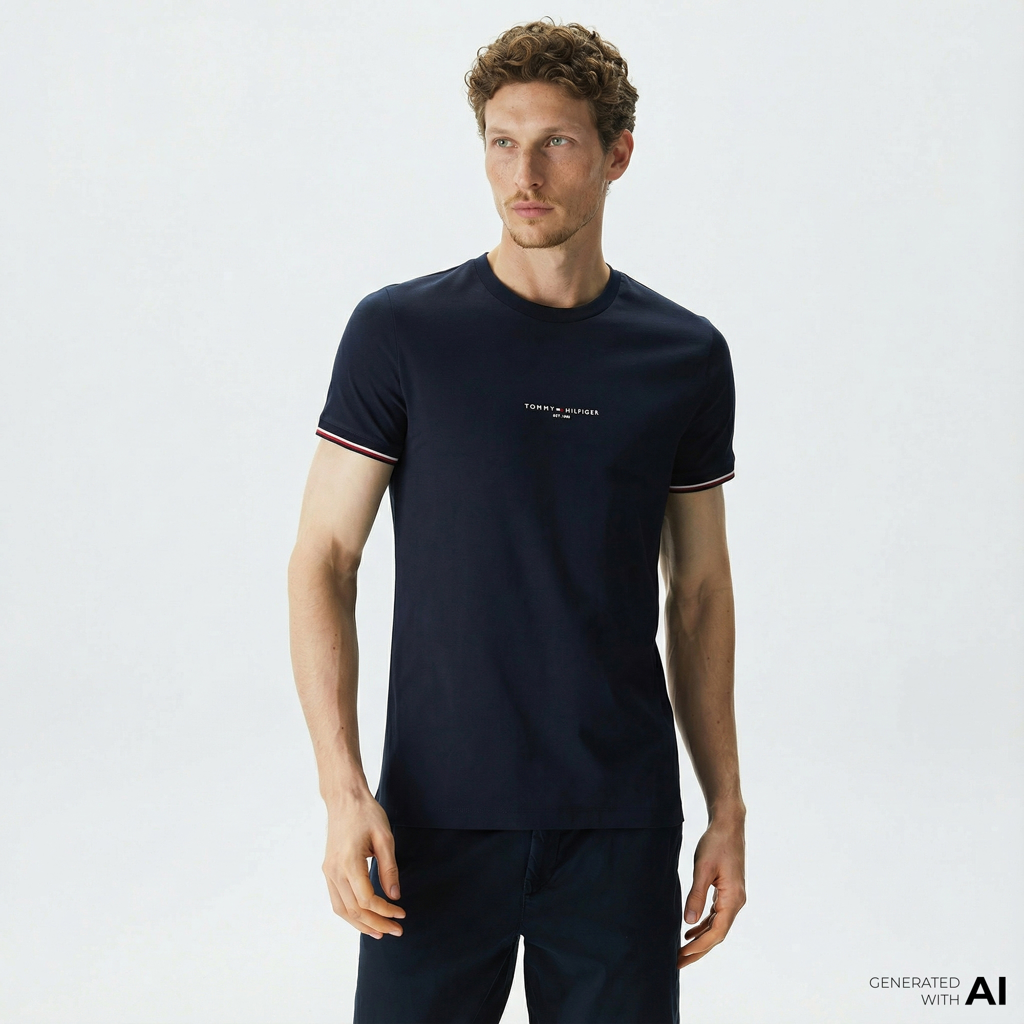  Tommy Hilfiger Logo Tipped Erkek Lacivert T-Shirt