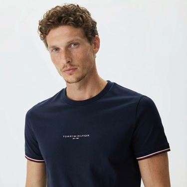  Tommy Hilfiger Logo Tipped Erkek Lacivert T-Shirt